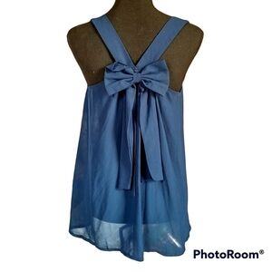 Alythea sz S navy sheer racerback tank with bow